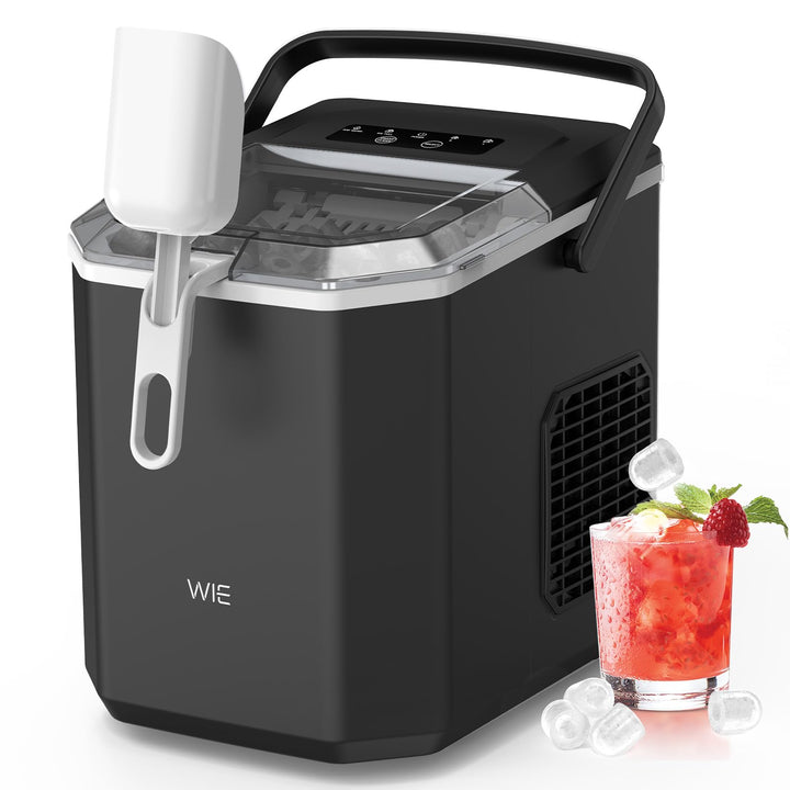 WIE Eiswürfelmaschine Kleine Eiswürfelbereiter mit Schaufel 9 Würfel in 6 Minuten 1,3L Ice Maker Sel