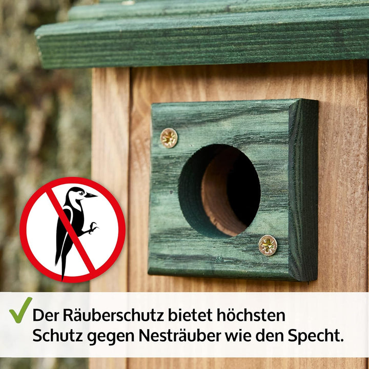 Zooprinz Nistkasten für Wildvögel – Massiv- Holz Vogelhäuschen mit sicherem Schutz gegen Nesträuber