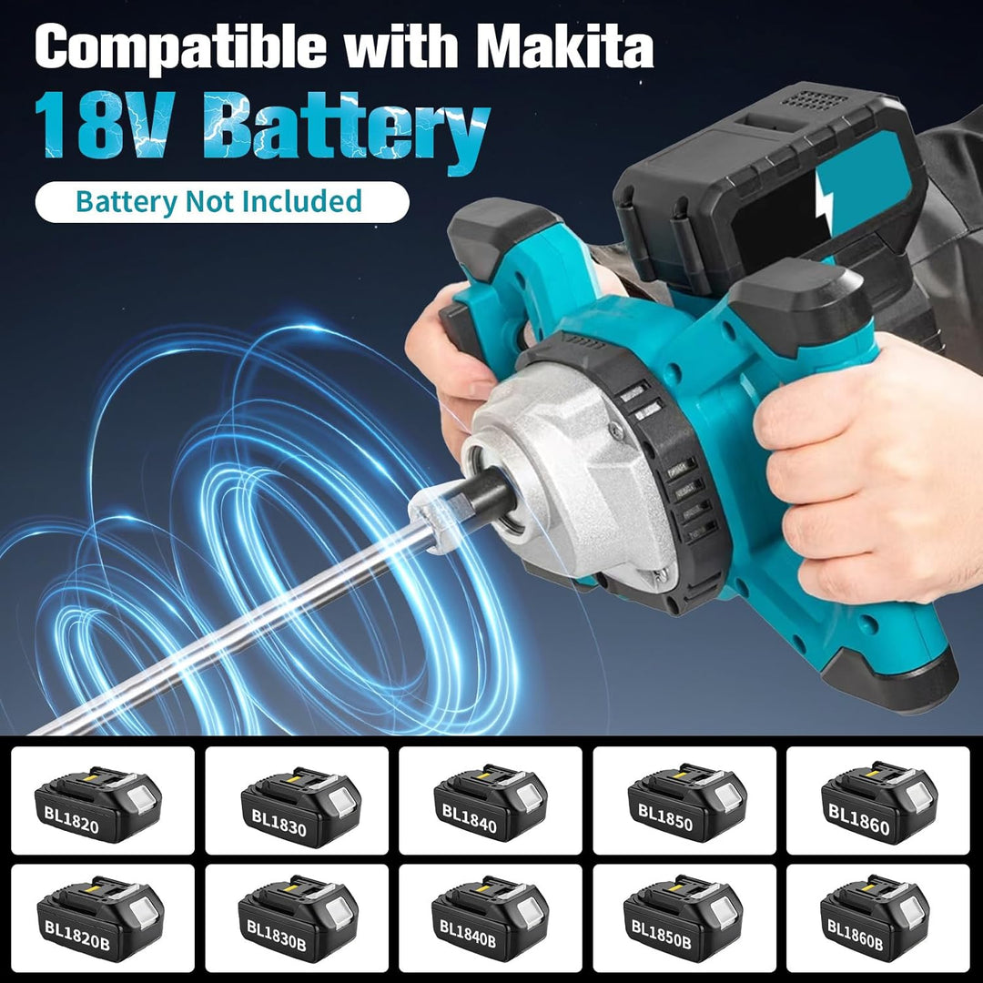 Akku Farbmörtelrührer Kompatibel mit Makita 18V Batterie, Betonmischer, 3200W Rührwerk Mörtelrührer
