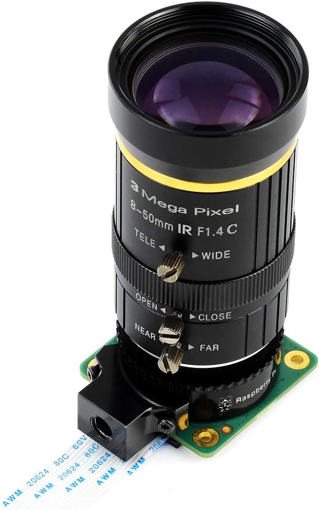 Waveshare Quality Industrial Zoom Lens 8-50mm Adjustable Focal Length with Adjustable Angle of View