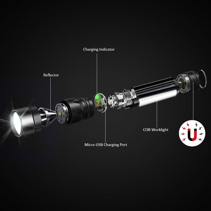 REHKITTZ LED Taschenlampe Extrem Hell 2000 Lumen,(mit 2500mAh Akku) Wiederaufladbare Taschenlampe LE