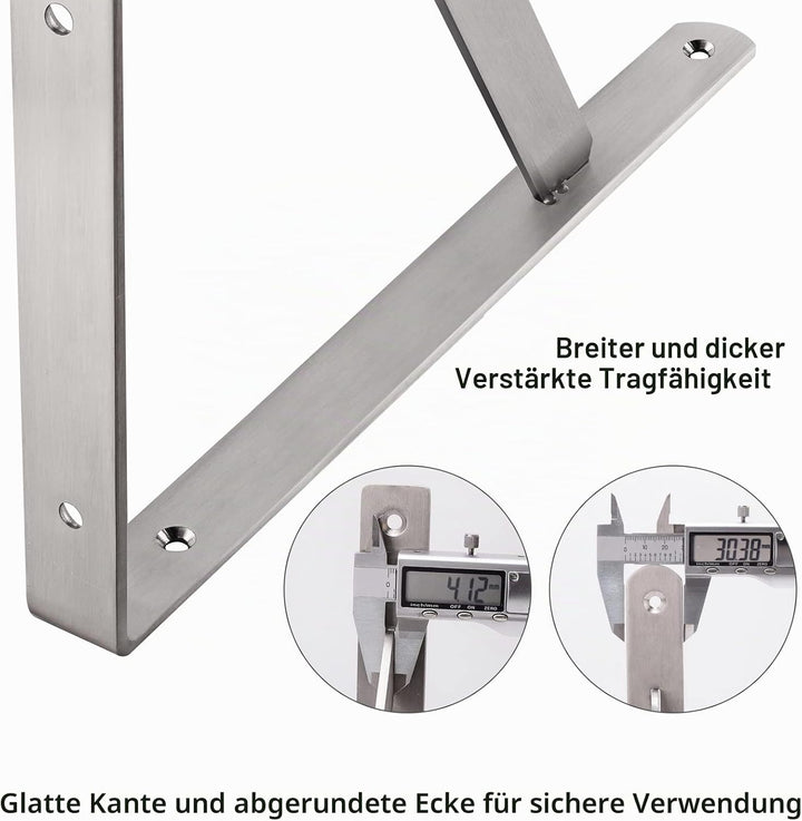 YUMORE Regalhalterung, 51 cm, maximale Traglast 250 kg, robuste Edelstahl-Regalstütze, Eckgelenk, re