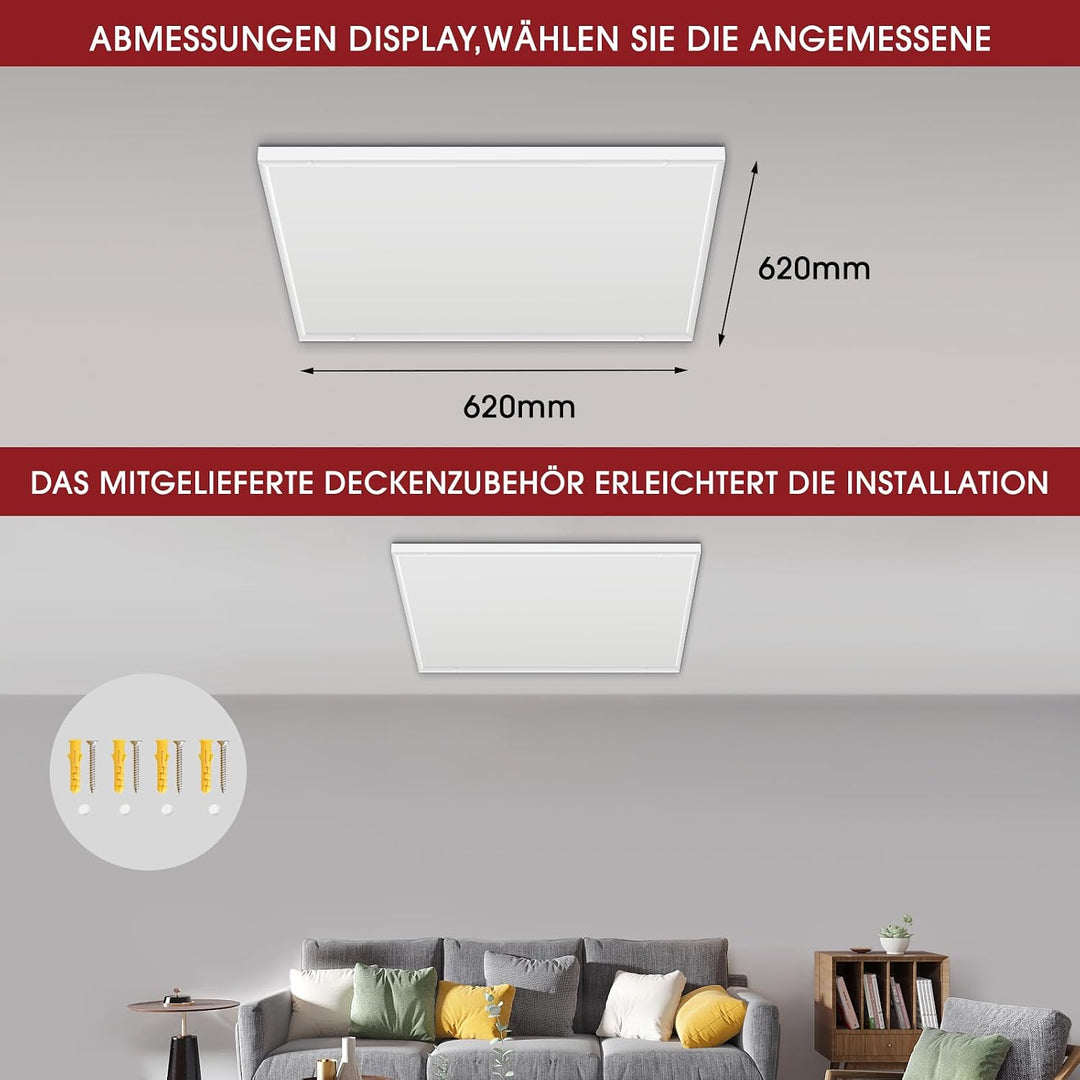 EVOKOR Infrarotheizung Deckenmontage 400W, Infrarotheizung Heizplatte Heizkörper Heizpaneel, Infraro