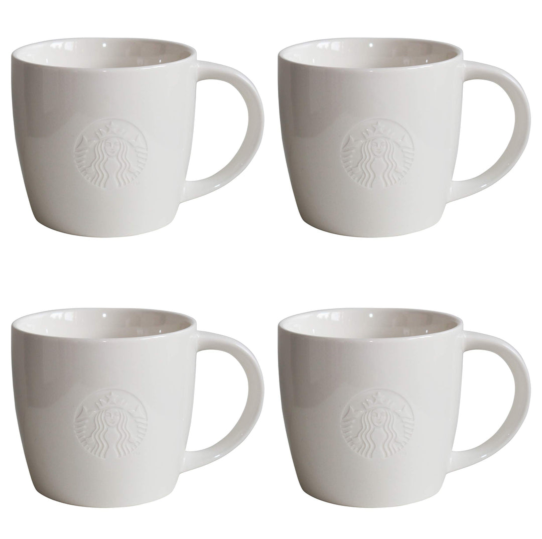 STARBUCKS Grande Fore Here Series Stielgläser, Weiss, 4 Stück, gross, 473 ml 4 Grande/16oz/473ml, 4