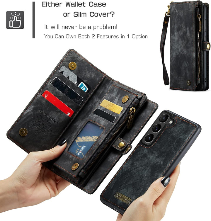 UFinetech Samsung S23 Plus Hülle, Stossfest Kartenfach Magnetisch Abnehmbare Tasche Samsung Galaxy S