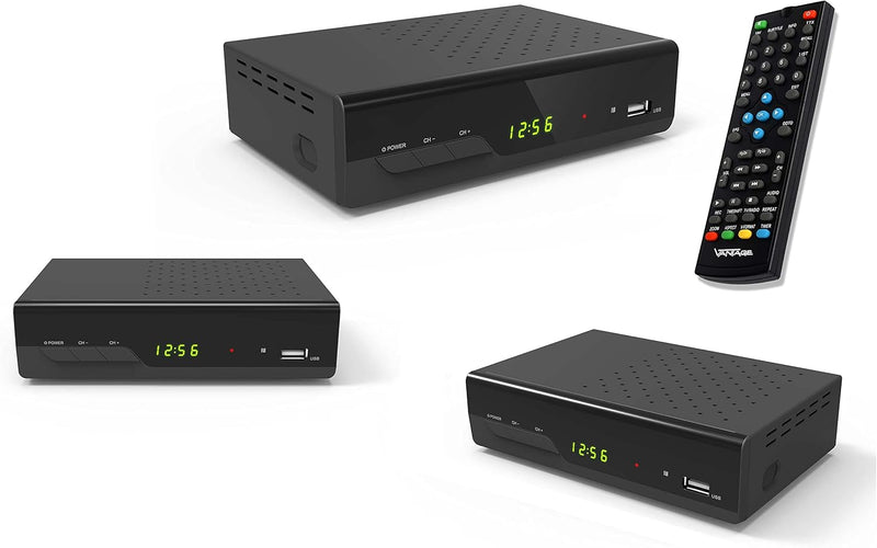 Vantage VT-92 T-HD Receiver (DVB T2, HEVC, Display, USB, HDMI, SCART, Mediaplayer) schwarz Single, S
