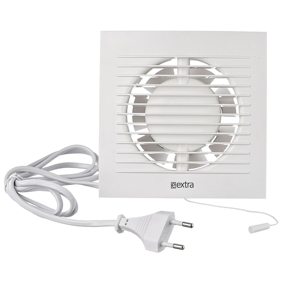 Steinberg14 Badlüfter 125mm Weiss mit Zugschnur und Stecker - Abluftventilator Ventilator Lüfter Bad
