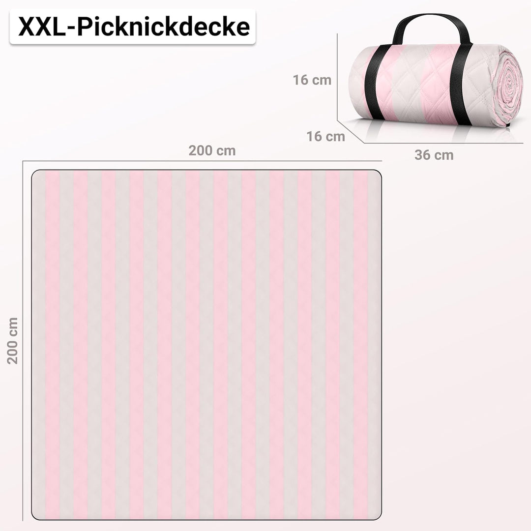 HOEL Picknickdecke 200x200 cm wasserabweisend + isoliert - Strandmatte gepolstert XXL - Picknickdeck