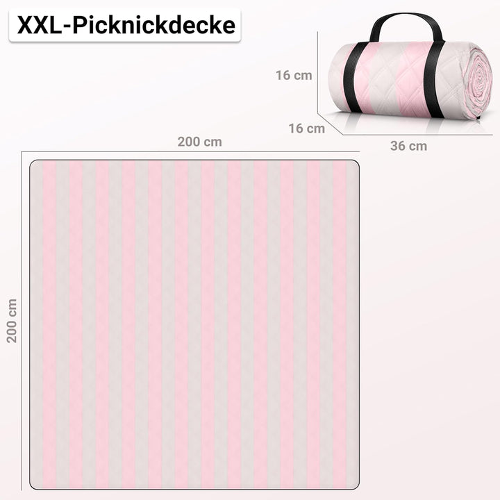 HOEL Picknickdecke 200x200 cm wasserabweisend + isoliert - Strandmatte gepolstert XXL - Picknickdeck