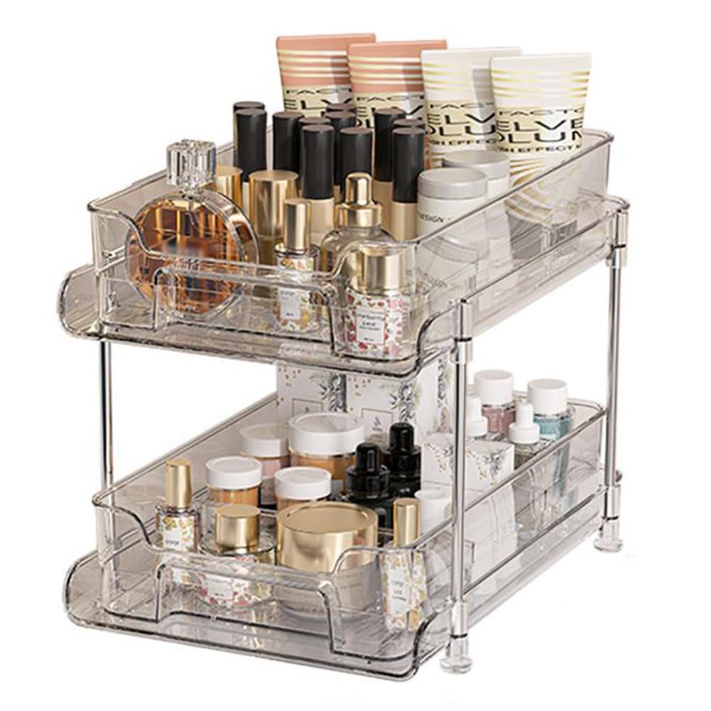 2 Tier Schrank Organizer, Clear Badezimmer Pull Out Schminktisch Organizer, Parfüm StäNder Aufbewahr