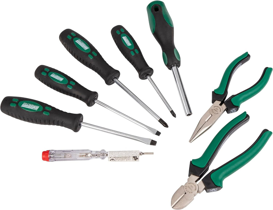 Brüder Mannesmann Werkzeuge M29032 Werkzeugkoffer, 47-teilig, Grün (Matt), (L x B x H) 335 x 335 x 1