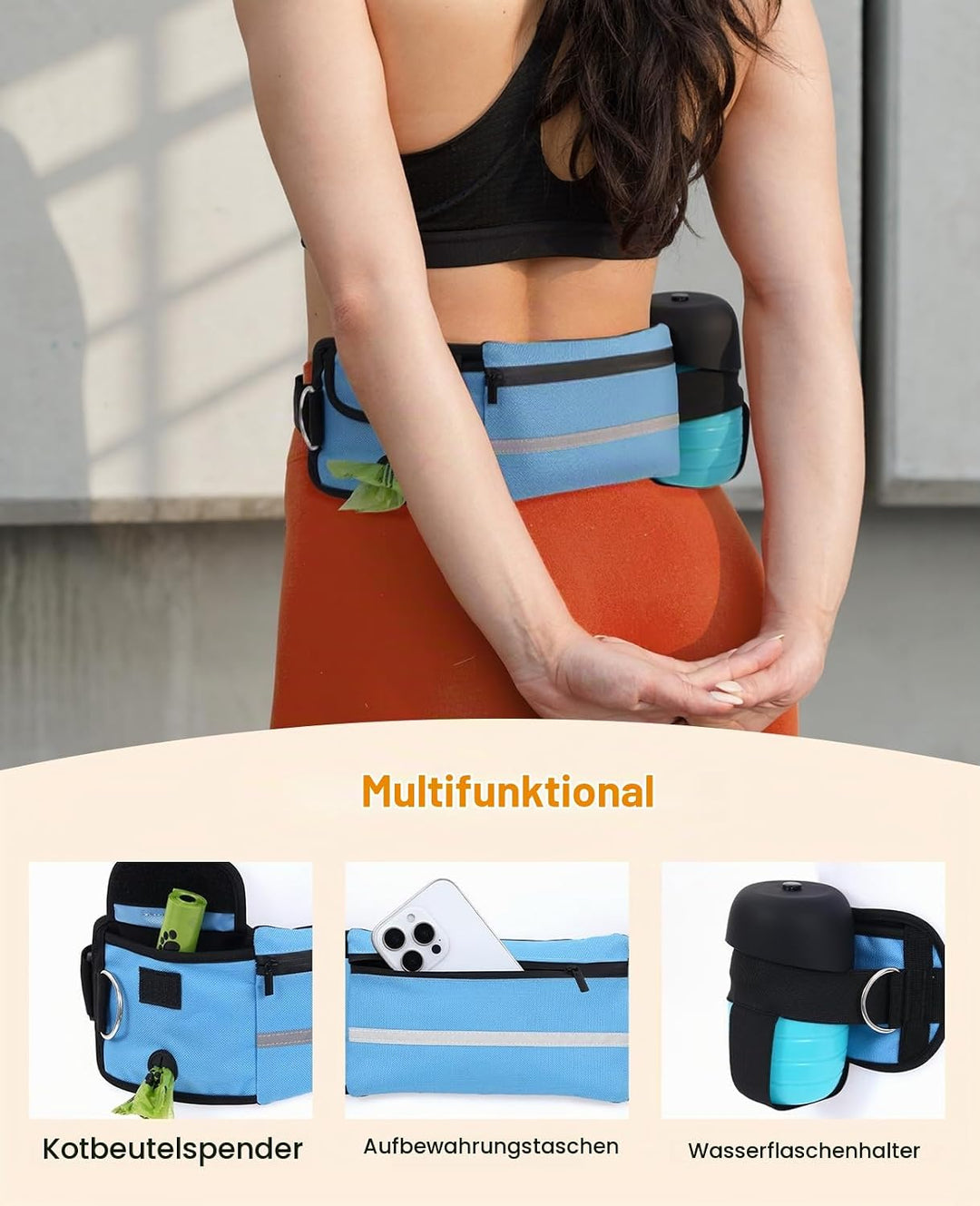 pecute Joggingleine Hunde mit Bauchgurt, Laufgürtel Hundeleine für Grosse und Mittelgrosse Hunde, Le