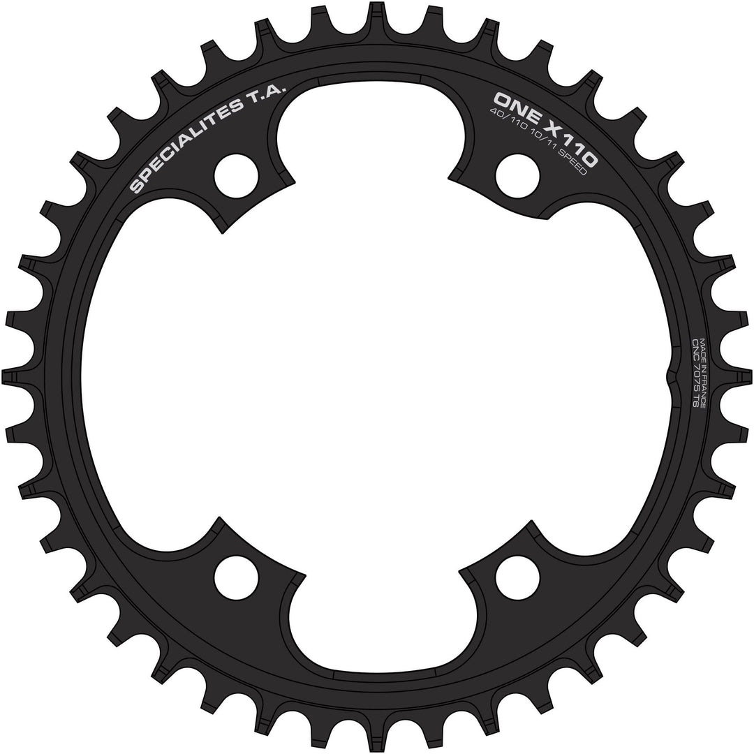 TA Specialites Unisex-Kettenblatt X110 One schmal/breit 4 Arm 10/11/12 Gang 40T Schwarz, 40T Schwarz