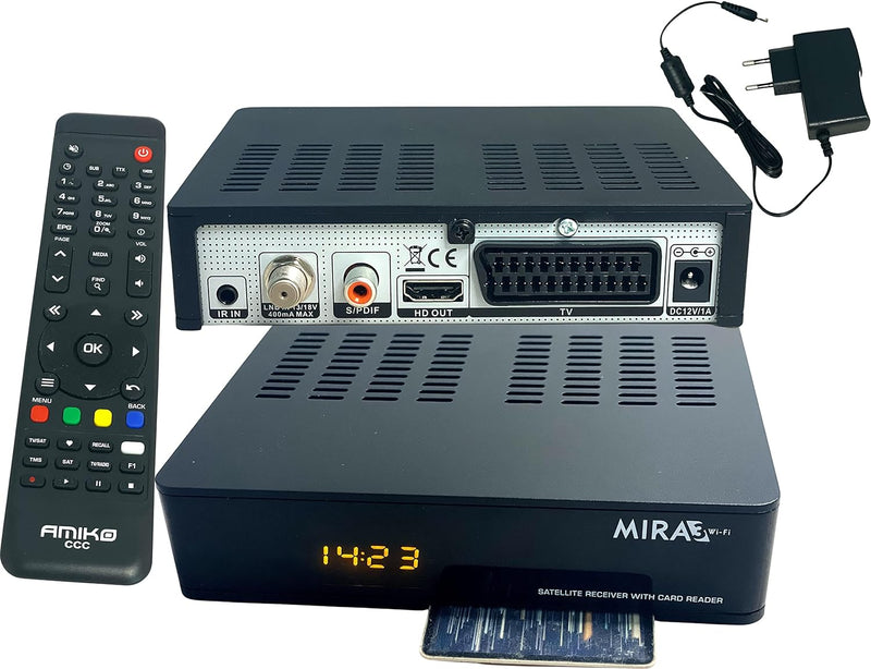 Amiko MIRA3 HD Sat Receiver mit Aufnahmefunktion, Kartenslot, Timeshift, HDMI, PVR, USB, WiFi, AAC-L