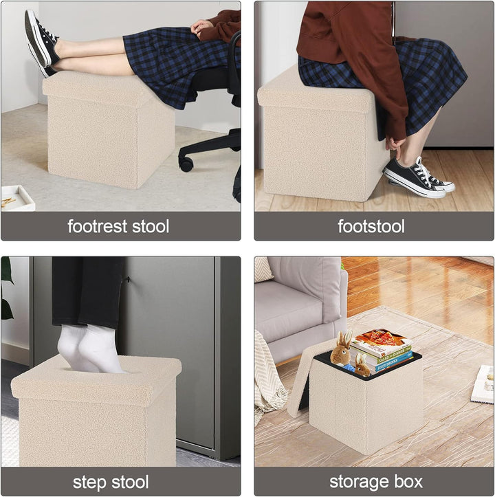 eSituro Sitzhocker mit Stauraum, Faltbarer Hocker, Fusshocker, Polsterhocker, Aufbewahrungsbox Sitzw