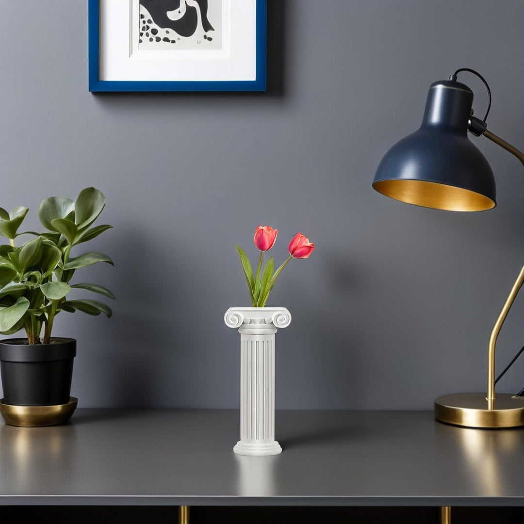 Yardwe Römischen Säule Vase Weiss Griechische Säule Deko Vintage Blumenvase Standsäule Dekosäule Blu