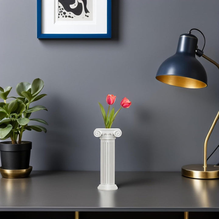 Yardwe Römischen Säule Vase Weiss Griechische Säule Deko Vintage Blumenvase Standsäule Dekosäule Blu