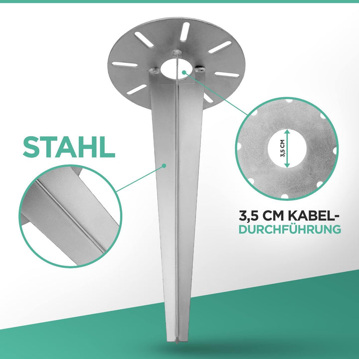 Erdspiess für Gartenleuchte, 2er-Set, Metall, 30 cm, Ø 15 cm