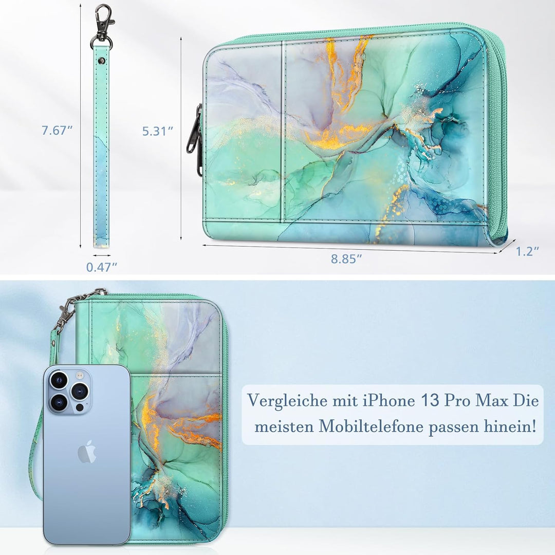 FINTIE Reisepass Tasche Familie Reiseorganizer, Wasserdicht Reisepasshülle Ausweistasche Dokumentee