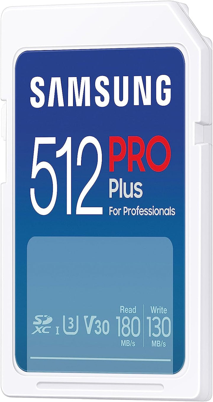 Samsung PRO Plus SD-Karte, 512 GB, UHS-I U3, Full HD & 4K UHD, 180 MB/s Lesen, 130 MB/s Schreiben, S