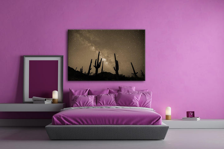 atemberaubender Sternenhimmel in der Wüste Format: 80x60 Effekt: Sepia als Leinwandbild, Motiv ferti