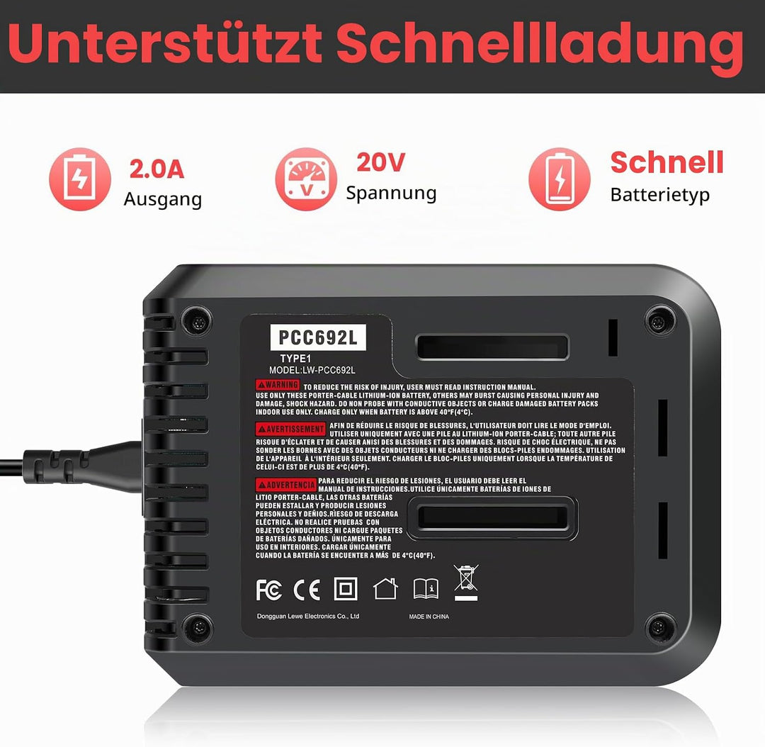ASUNCELL 2A Li-ion Akku Ladegerät Kompatibel mit Black &amp; Decker Lithium-Akku, 18V Schnell-Ladegerät