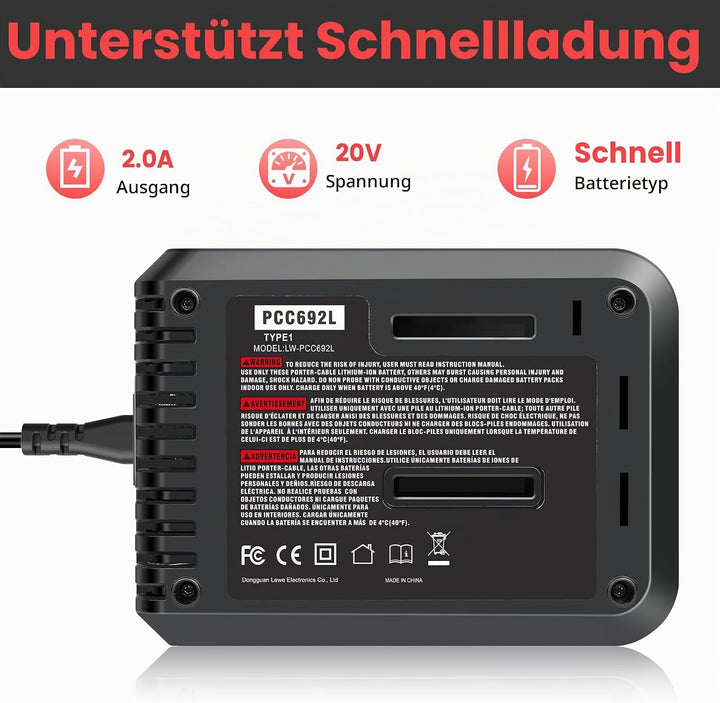 ASUNCELL 2A Li-ion Akku Ladegerät Kompatibel mit Black &amp; Decker Lithium-Akku, 18V Schnell-Ladegerät