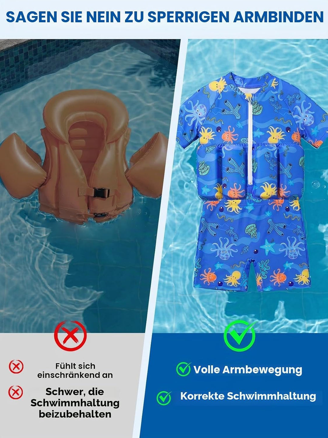 Badeanzug Baby Mädchen Jungen mit Floatation Kleinkind Schwimmtraining Hilfe Schwimmende Badeanzug E