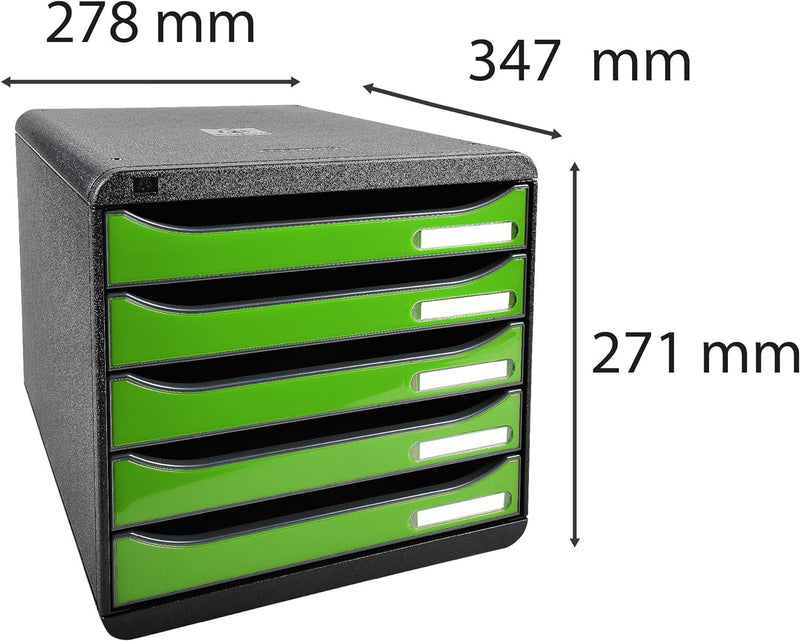 Exacompta 3097295D Premium Ablagebox mit 5 Schubladen für DIN A4+ Dokumente. Stapelbare Schubladenbo