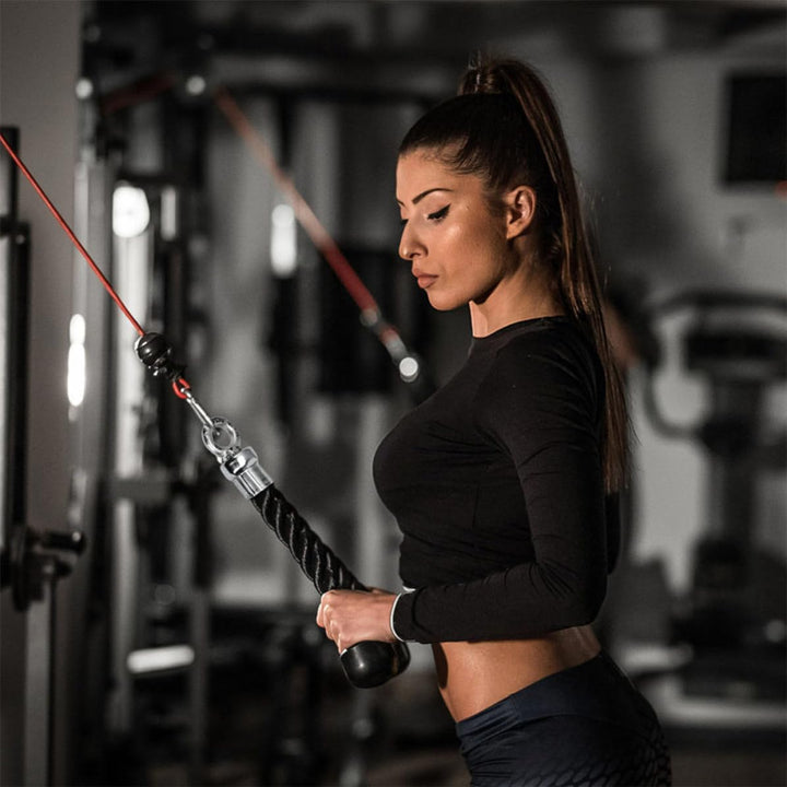 Trizepsseil 2 Stück mit Einzelgriff aus Tpr und Nylon für Kabelzug | Zughilfen Krafttraining, Robust