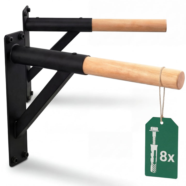 Dip Barren - stilvolle Dip Stange aus Buchenholz zur festen Wandmontage - platzsparendes Design - ex