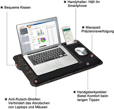 Laptopkissen für Bett mit Kissen，Laptop Unterlage Zubehör Couch mit Mausunterlage and Handgelenkaufl
