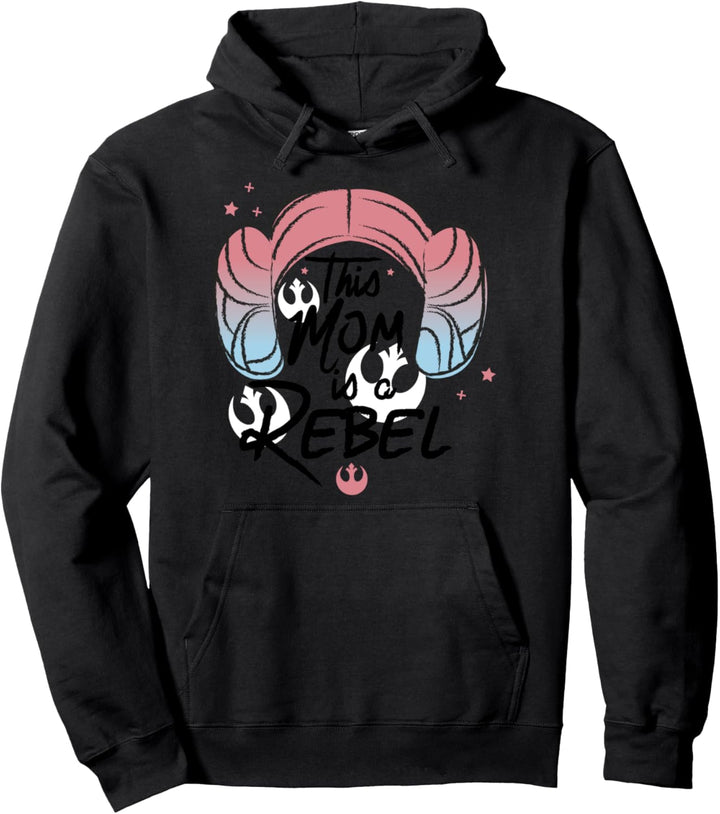 Star Wars This Mom Is A Rebel Princess Leia Hair Pullover Hoodie