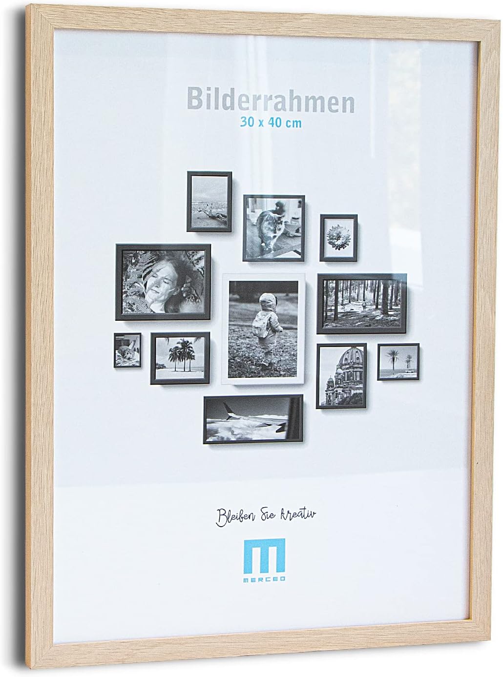 14 tlg. Foto Bilderrahmen-Set in Naturoptik in verschiedenen, unterschiedlichen Grössen. Für Fotowän