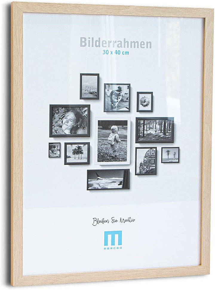 14 tlg. Foto Bilderrahmen-Set in Naturoptik in verschiedenen, unterschiedlichen Grössen. Für Fotowän
