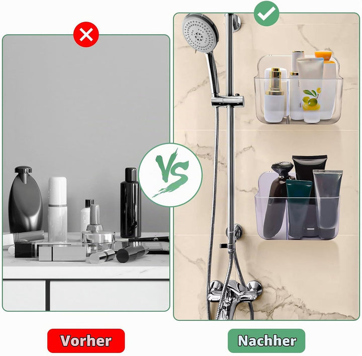 CGBE Duschablage Ohne Bohren, 2 Packs Transparenter Badezimmer Organizer für Wandmontage mit Selbstk