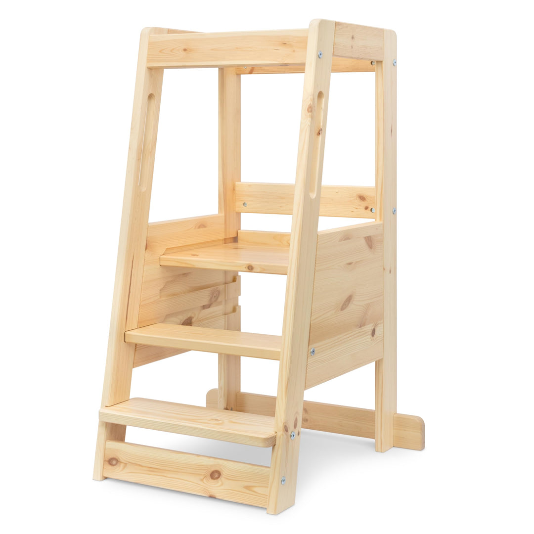 Ehrenkind® Lernturm mit Kleinkindstufe, höhenverstellbar 3-Fach, Montessori Küchenturm für Kinder ab