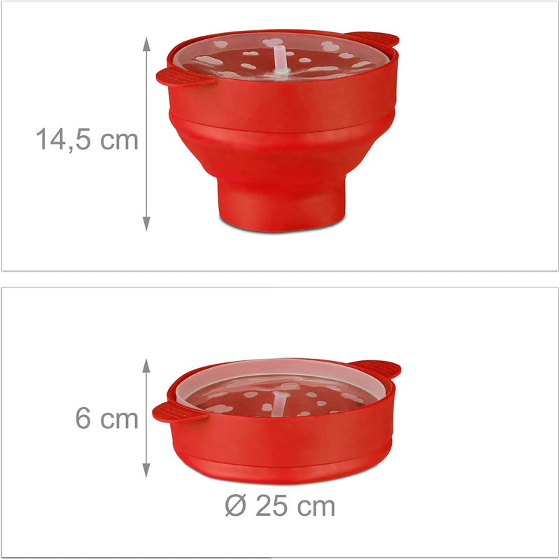 2 x Popcorn Maker Silikon für Mikrowelle, zusammenfaltbarer Popcorn Popper, Zubereitung ohne Öl, BPA