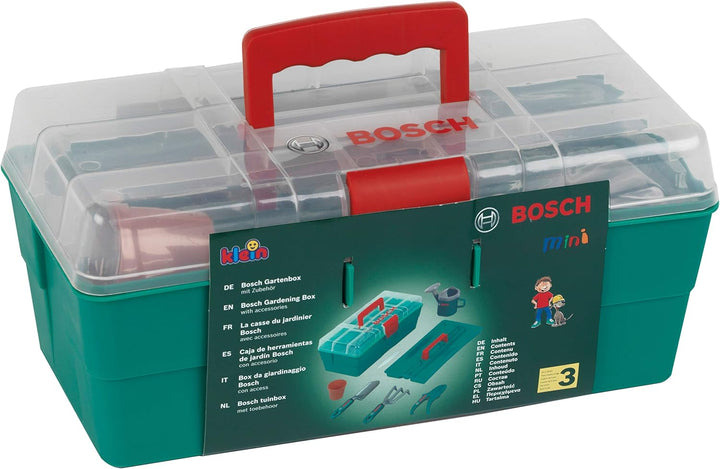 Klein Theo 2791 Bosch Gartenprofibox I Kinder-Gartenset in robuster Box I Hochwertiges Zubehör wie S