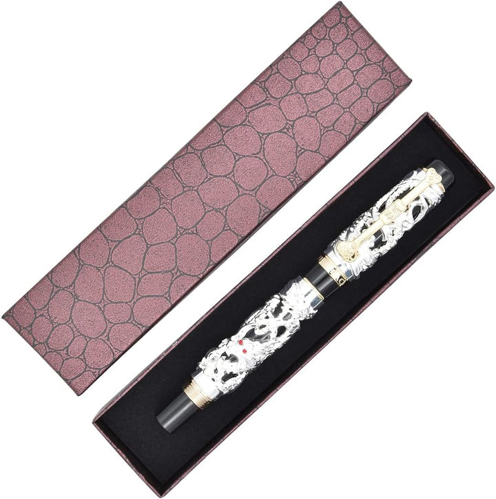 Gullor Edelsten Walze Kugelschreiber Jinhao Silber Drachen-und Ph?nix schwarz Silver and black, Silv