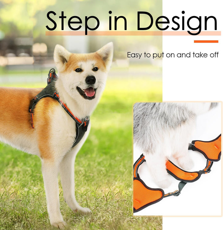 ThinkPet No-Pull Geschirr, Ausbruchsicheres Reflektierendes Step-in Hundegeschirr, Verstellbares Atm