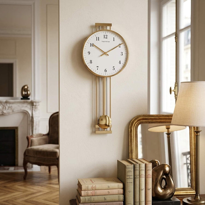 Hermle Uhrenmanufaktur Wanduhr, Metall, Gold, 56cm x 24cm x 7cm