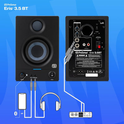 PreSonus Eris 3.5BT Gen 2 – 3,5" Desktop-Aktivlautsprecher mit Bluetooth für Multimedia, Gaming und