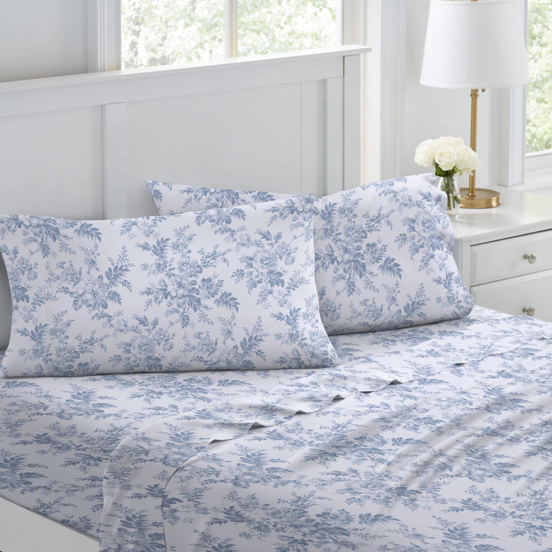 Laura Ashley Home - King-Size-Bettlaken, Baumwoll-Flanell-Bettwäsche-Set, gebürstet für zusätzliche