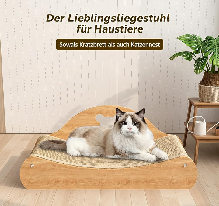 Kratzbrett Sisal, Katzen Kratzbrett, Kratzmöbel Katze, Bequeme Kratzpads aus Hochwertiger Holz und S