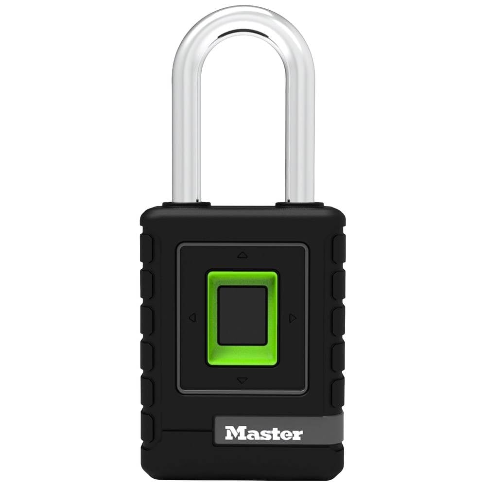 MASTER LOCK Biometrisches Schwerlast-Vorhängeschloss [Wetterfest] [Fingerabdruck-Schloss und Not-Ric