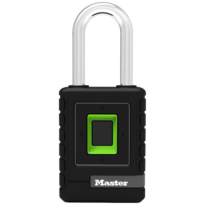 MASTER LOCK Biometrisches Schwerlast-Vorhängeschloss [Wetterfest] [Fingerabdruck-Schloss und Not-Ric