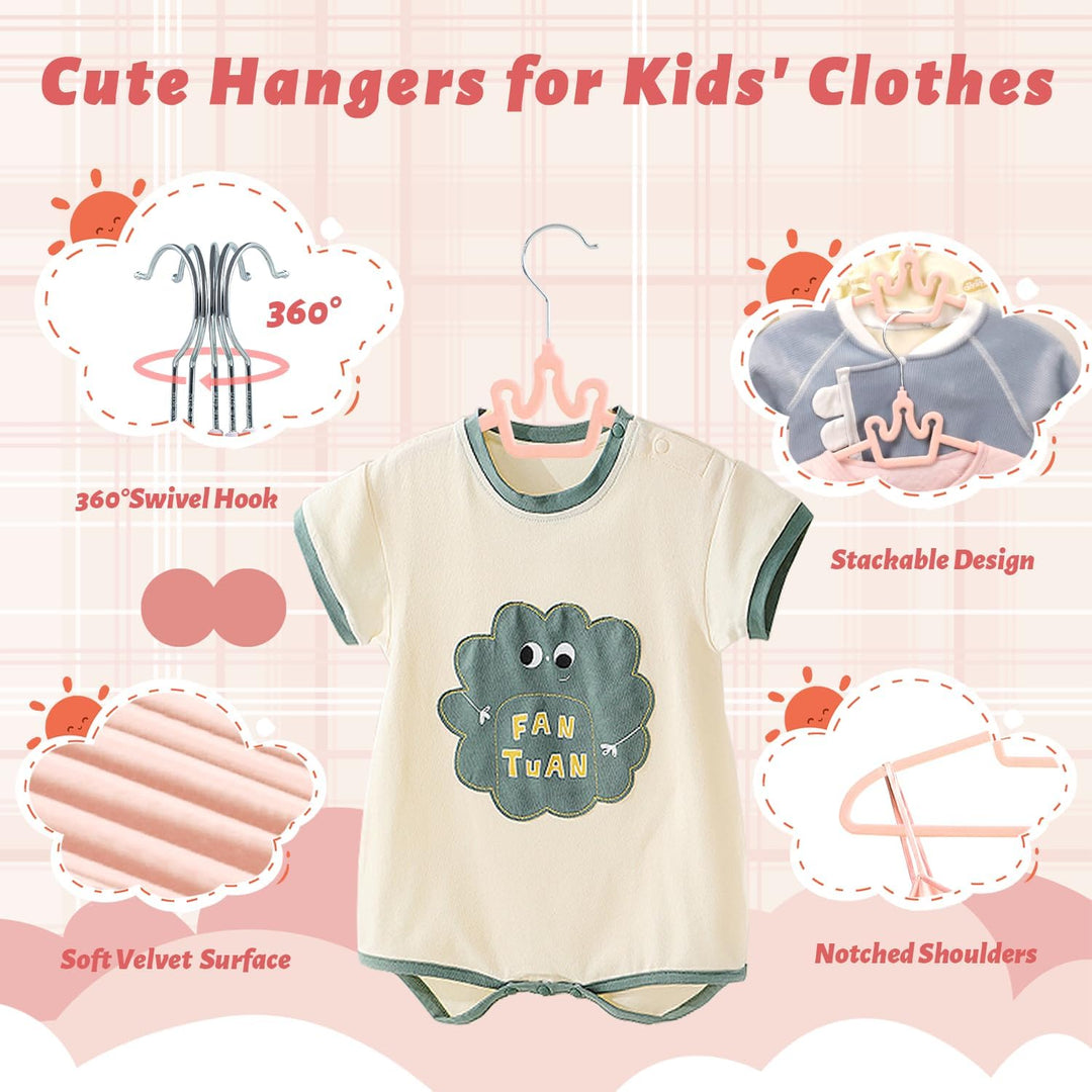ManGotree Baby-Samtbügel, rutschfeste Filz-Kinderkleiderbügel, 32 cm Niedliche Kronenbügel für den K