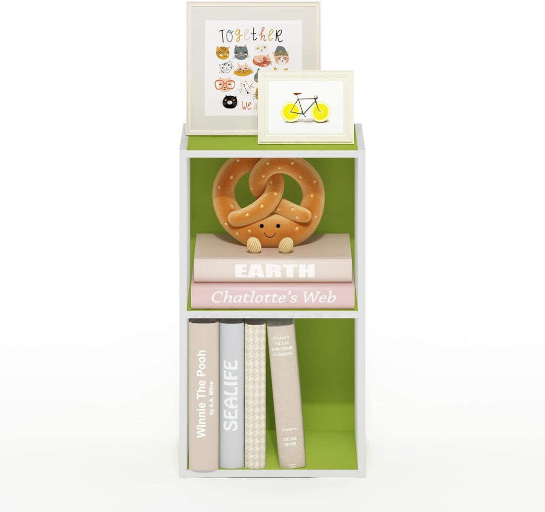 Furinno Luder Bücherregal 23.7(D) x 30.5(W) x 53.9(H) cm Grün/Weiss, 23.7(D) x 30.5(W) x 53.9(H) cm