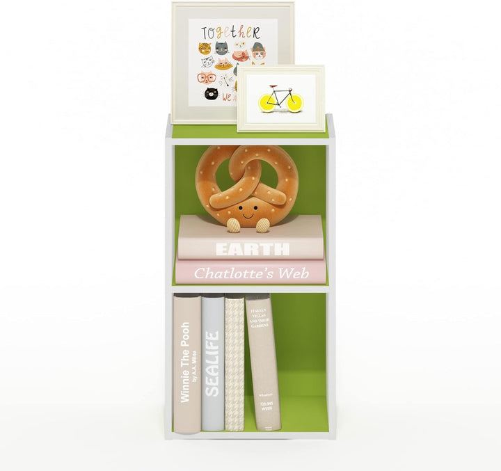 Furinno Luder Bücherregal 23.7(D) x 30.5(W) x 53.9(H) cm Grün/Weiss, 23.7(D) x 30.5(W) x 53.9(H) cm